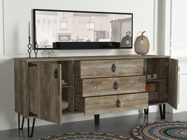 Asir Credenza con 3 cassetti e 2 ante Patik Naturale
