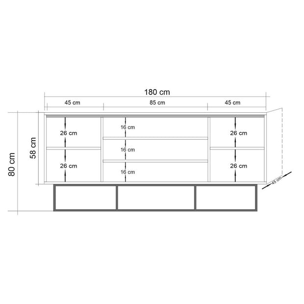 Asir Credenza con 3 cassetti e 2 ante Quantum Pino