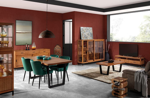 Moycor Credenza con 3 cassetti e 2 ante scorrevoli Madhu Naturale