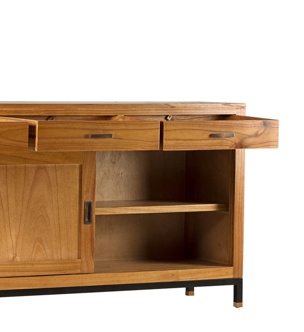 Moycor Credenza con 3 cassetti e 2 ante scorrevoli Madhu Naturale