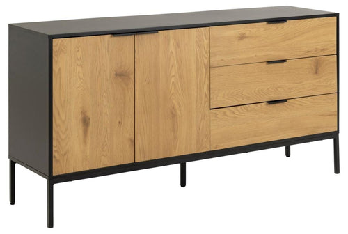 Actona Credenza con 3 cassetti e 2 ante Seaford Nero