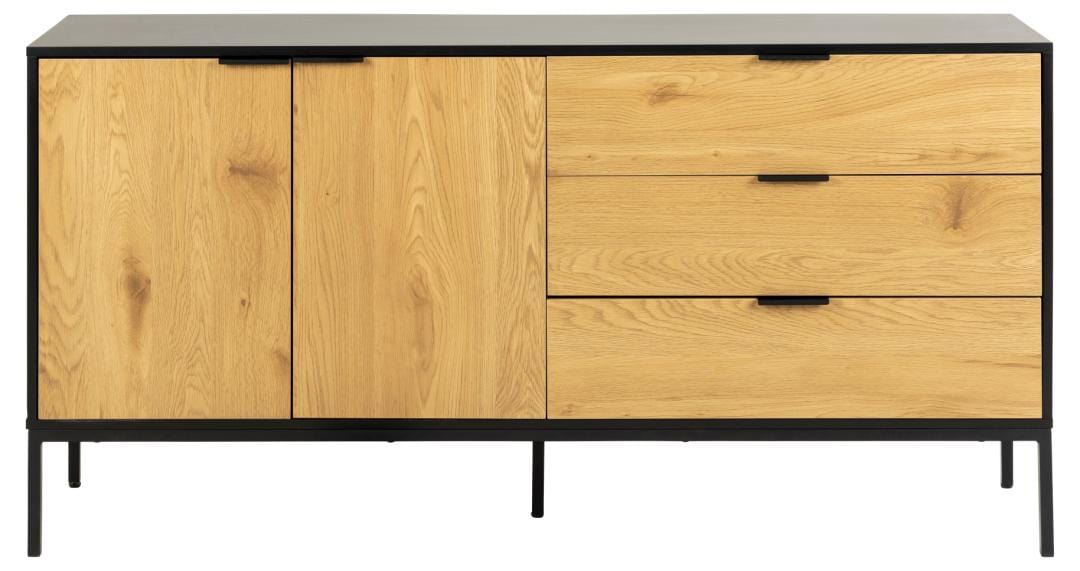 Actona Credenza con 3 cassetti e 2 ante Seaford Nero