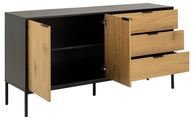 Actona Credenza con 3 cassetti e 2 ante Seaford Nero
