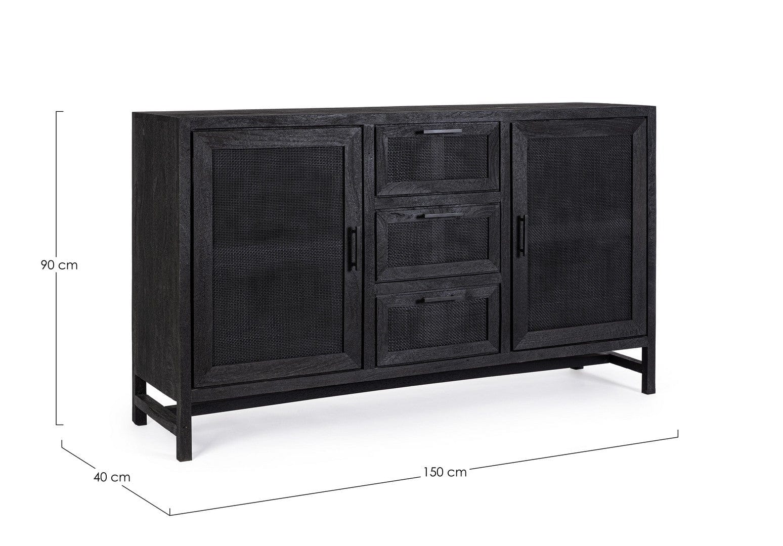 Bizzotto Credenza con 3 cassetti e 2 ante Weston Nero