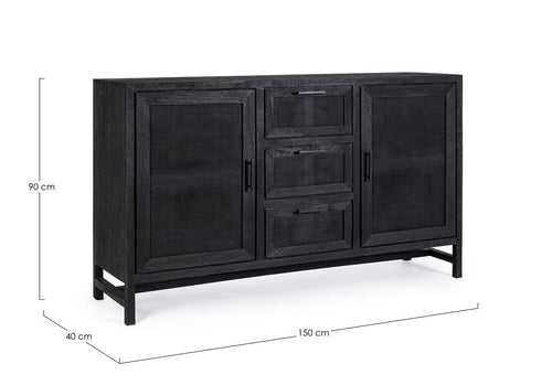 Bizzotto Credenza con 3 cassetti e 2 ante Weston Nero
