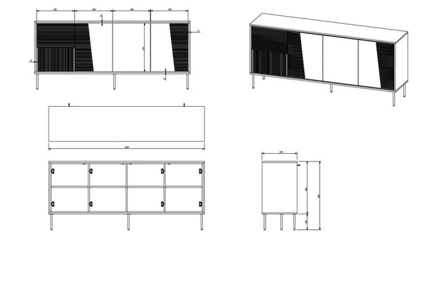 Halmar Credenza con 4 ante Abi Bianco