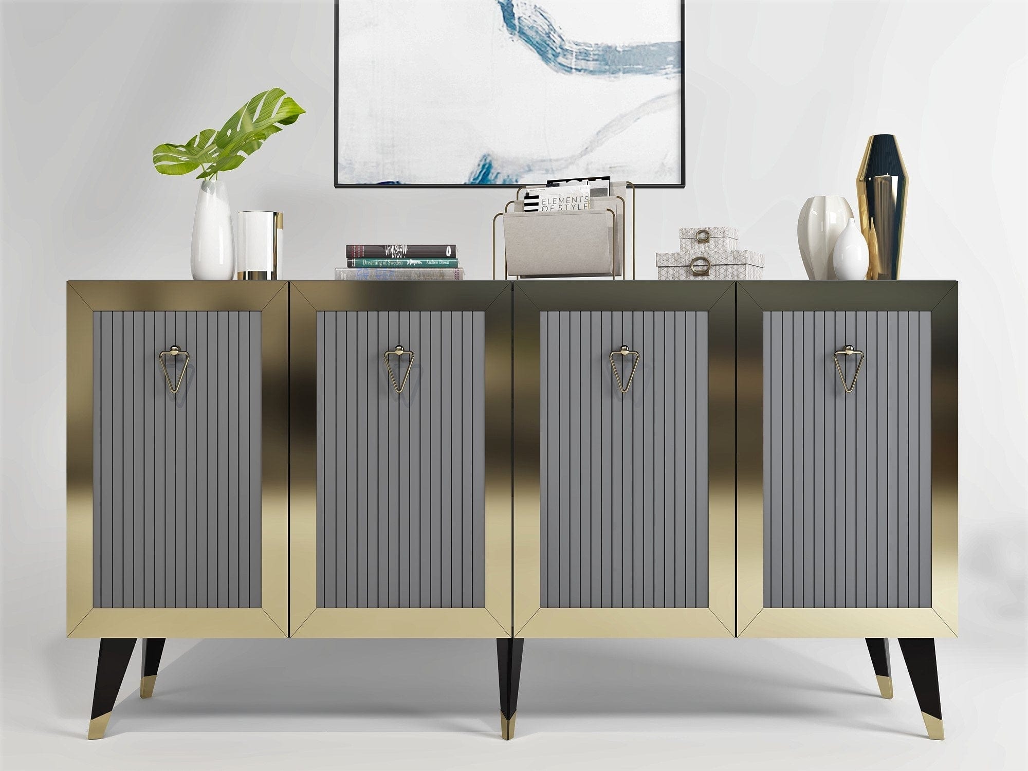 Asir Credenza con 4 ante Bare Antracite