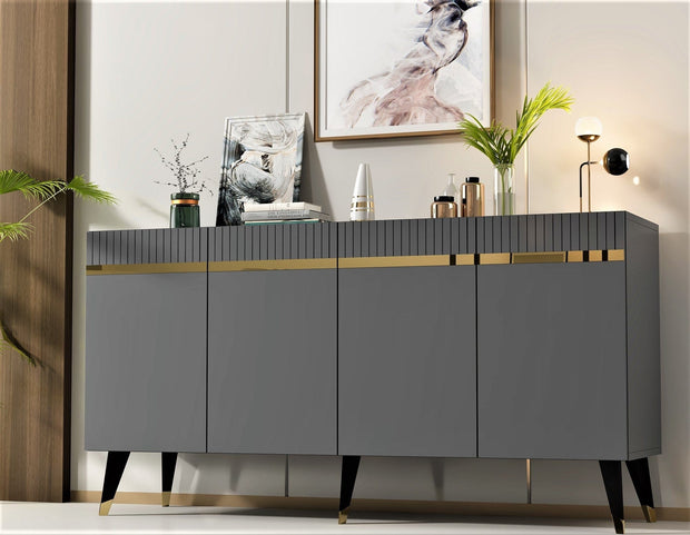 Asir Credenza con 4 ante Defne Antracite