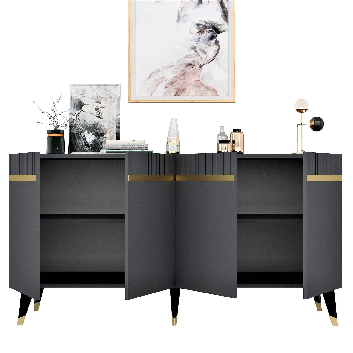Asir Credenza con 4 ante Defne Antracite