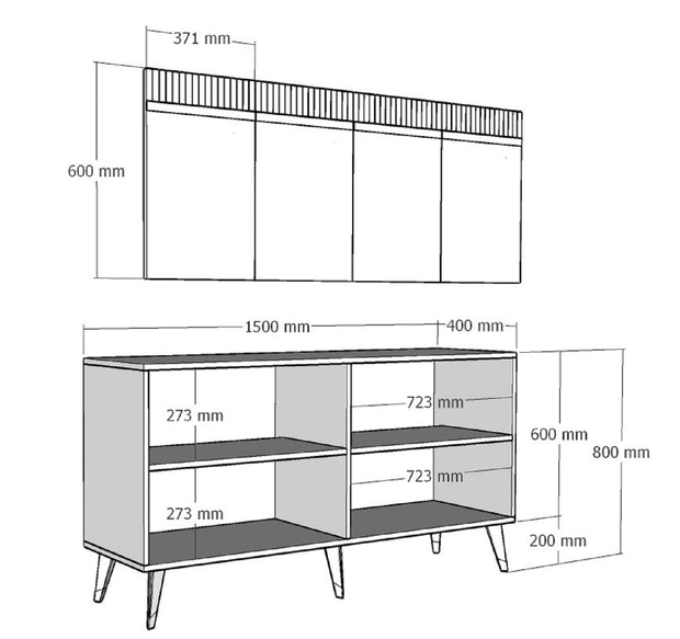 Asir Credenza con 4 ante Defne Argento