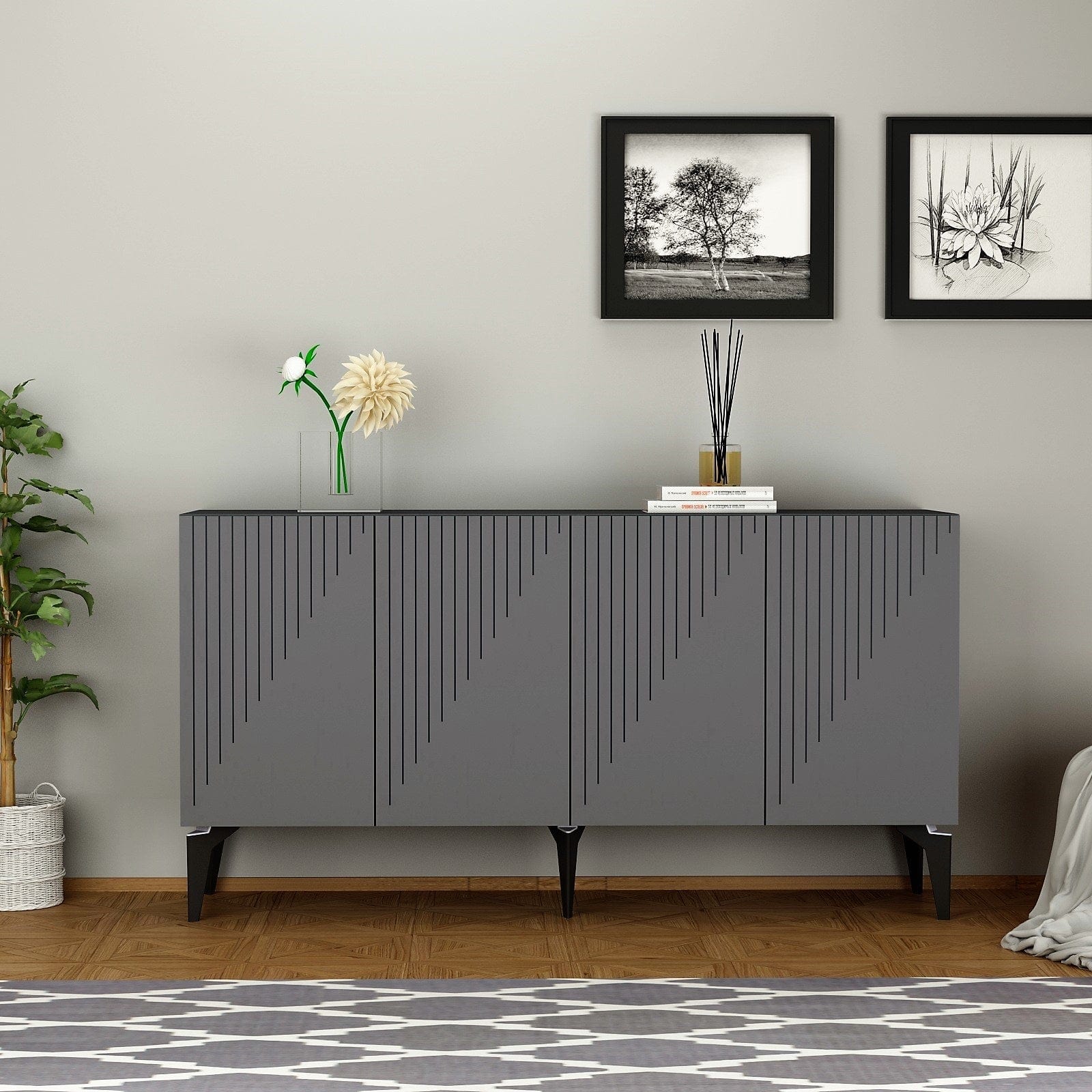 Asir Credenza con 4 ante Draw Antracite