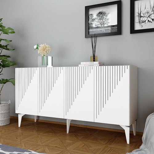 Asir Credenza con 4 ante Draw Bianco