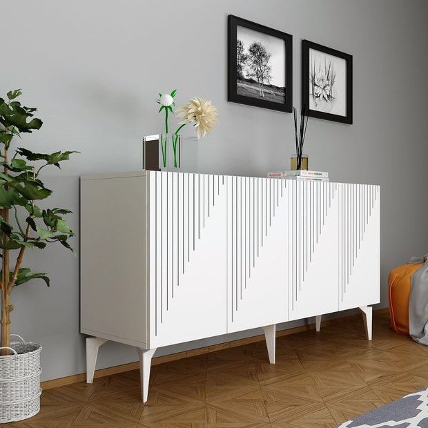 Asir Credenza con 4 ante Draw Bianco