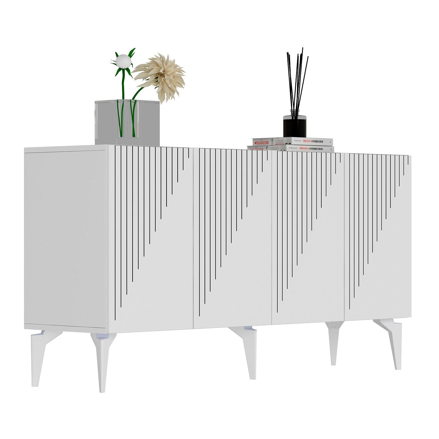 Asir Credenza con 4 ante Draw Bianco