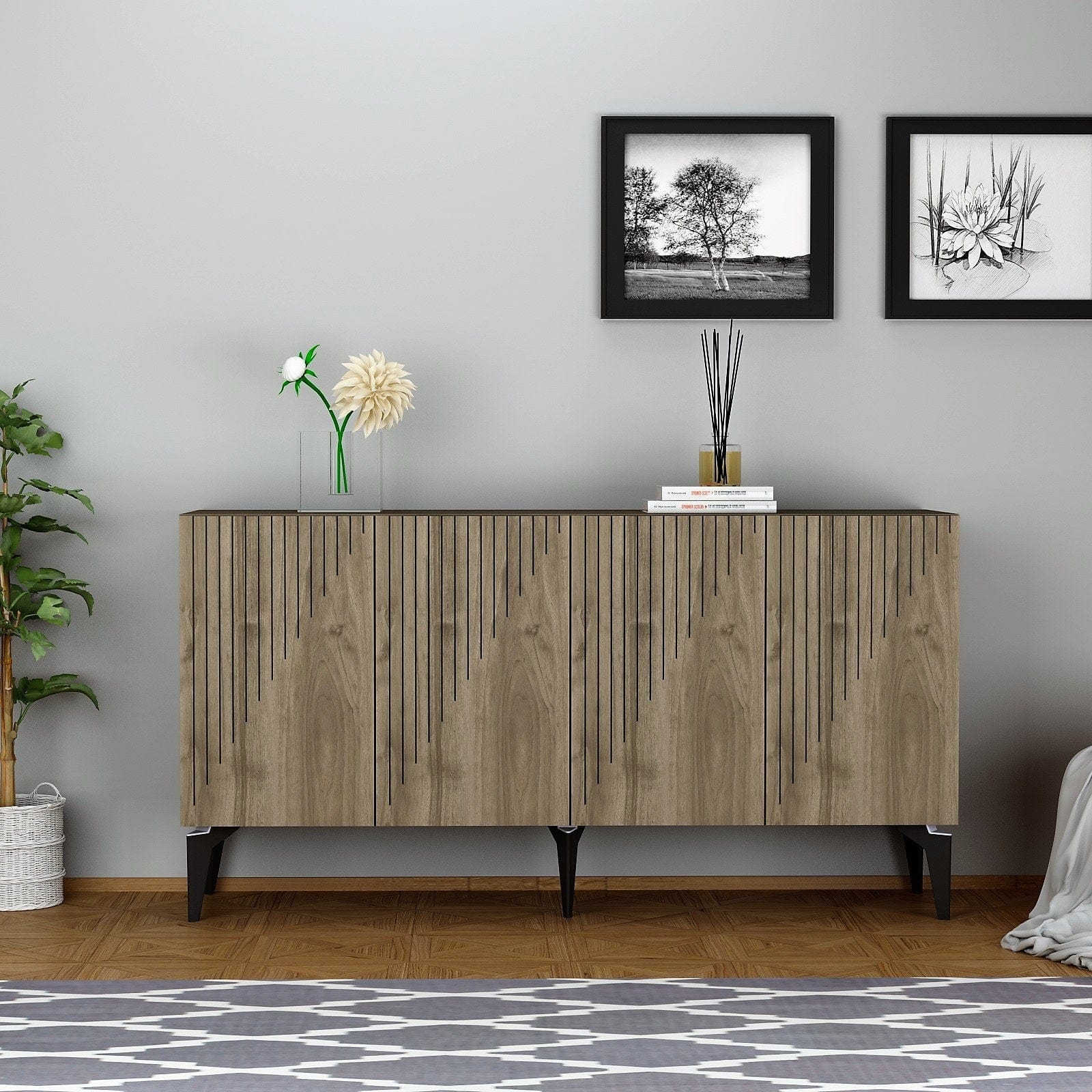 Asir Credenza con 4 ante Draw Noce