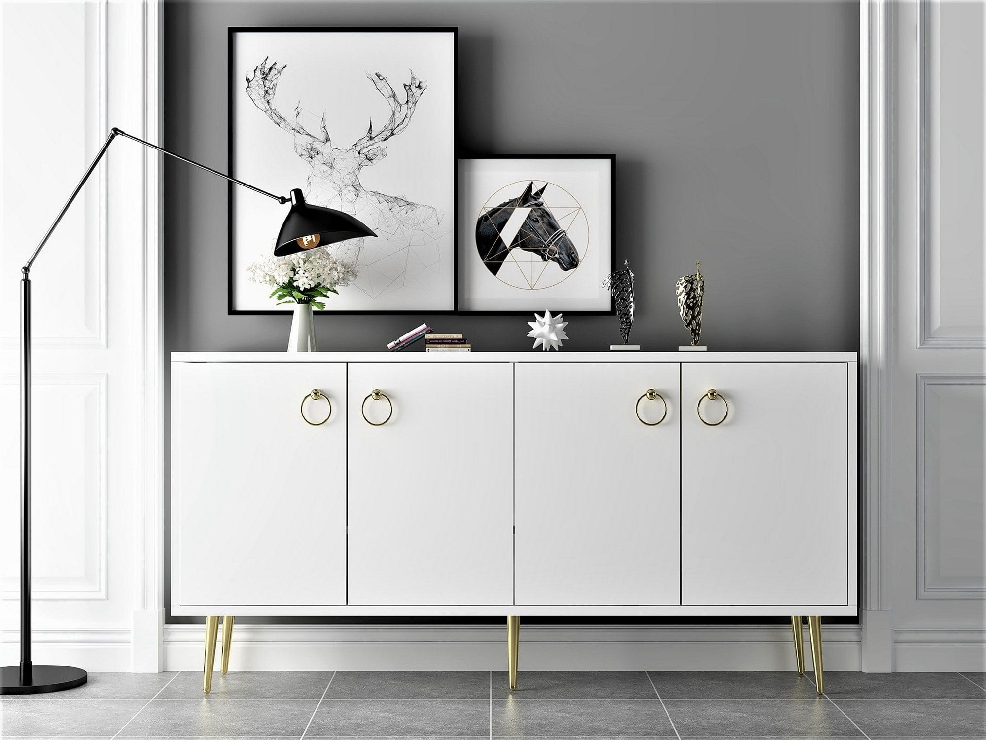 Credenza con 4 ante Drop Bianco
