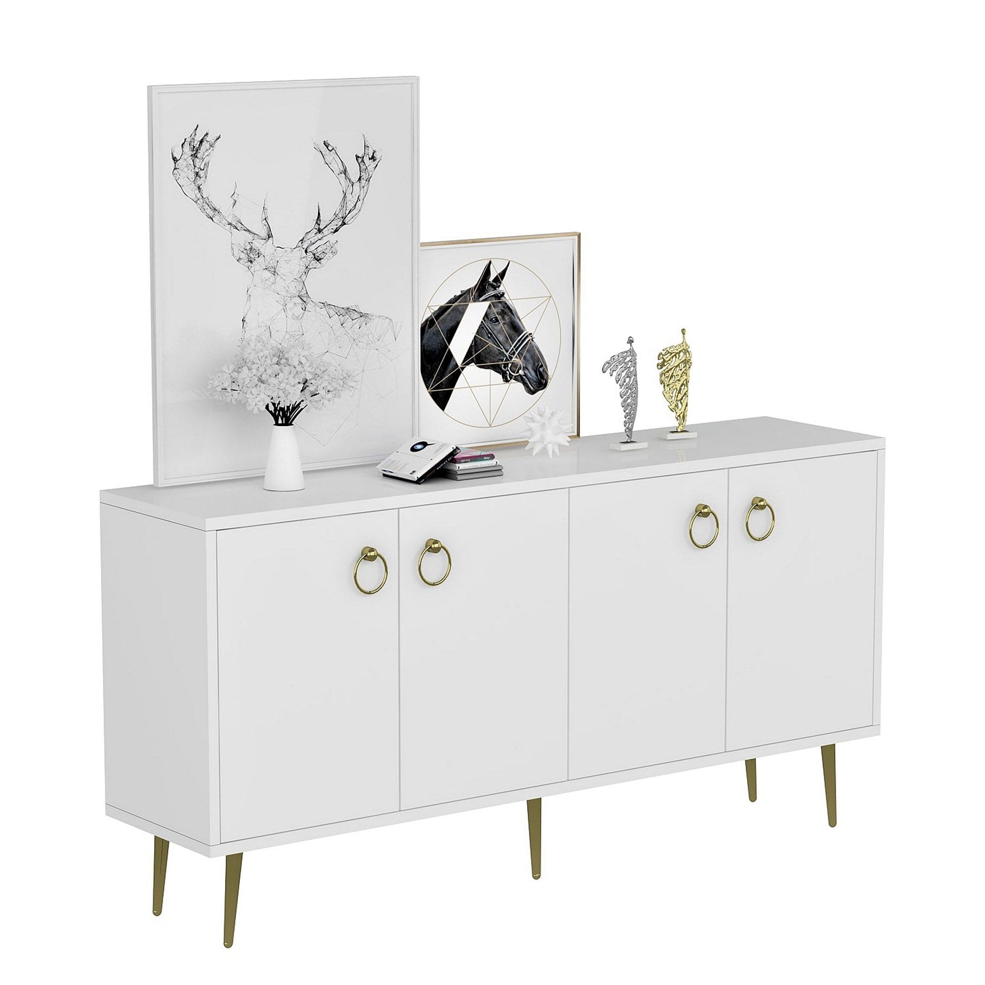 Asir Credenza con 4 ante Drop Bianco