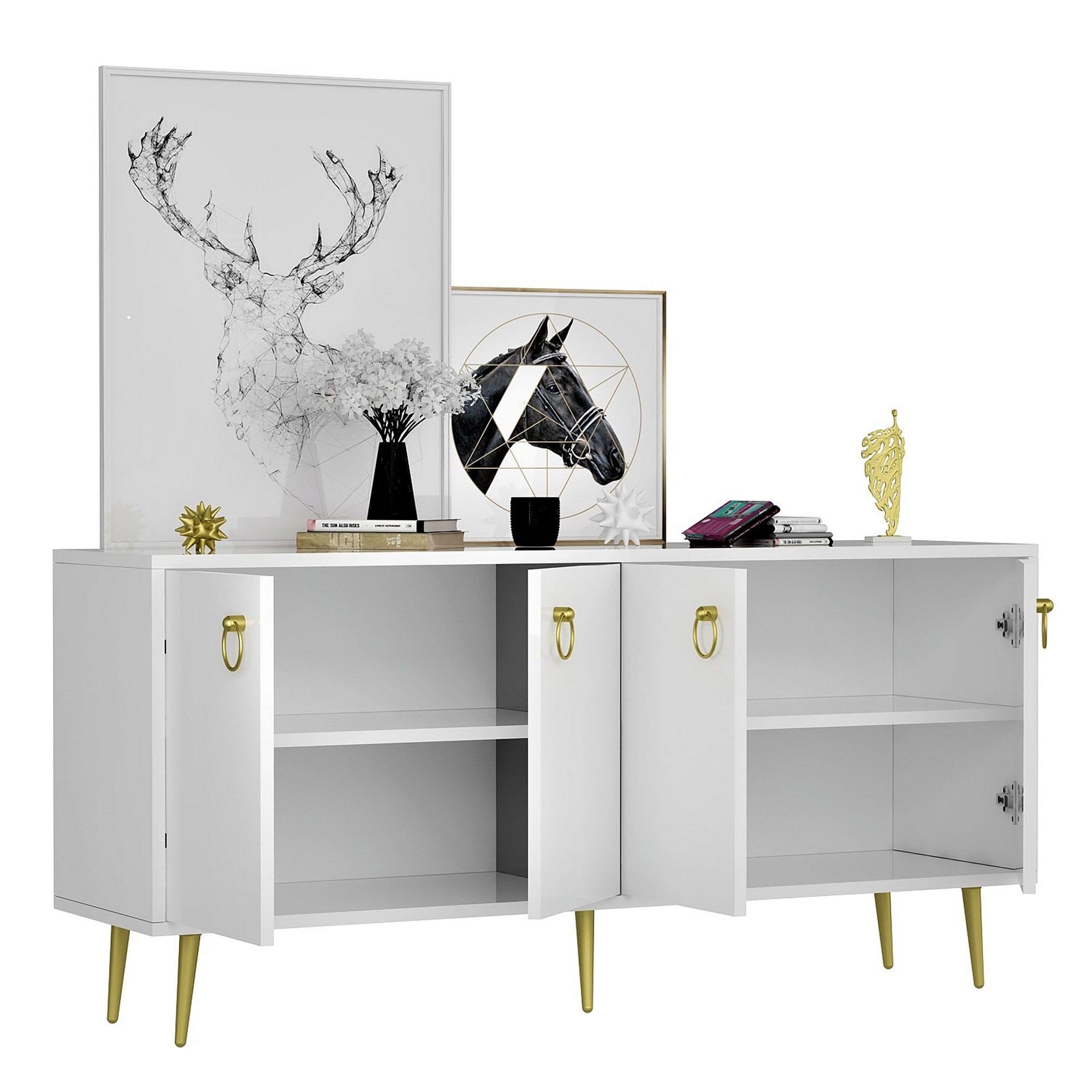 Asir Credenza con 4 ante Drop Bianco