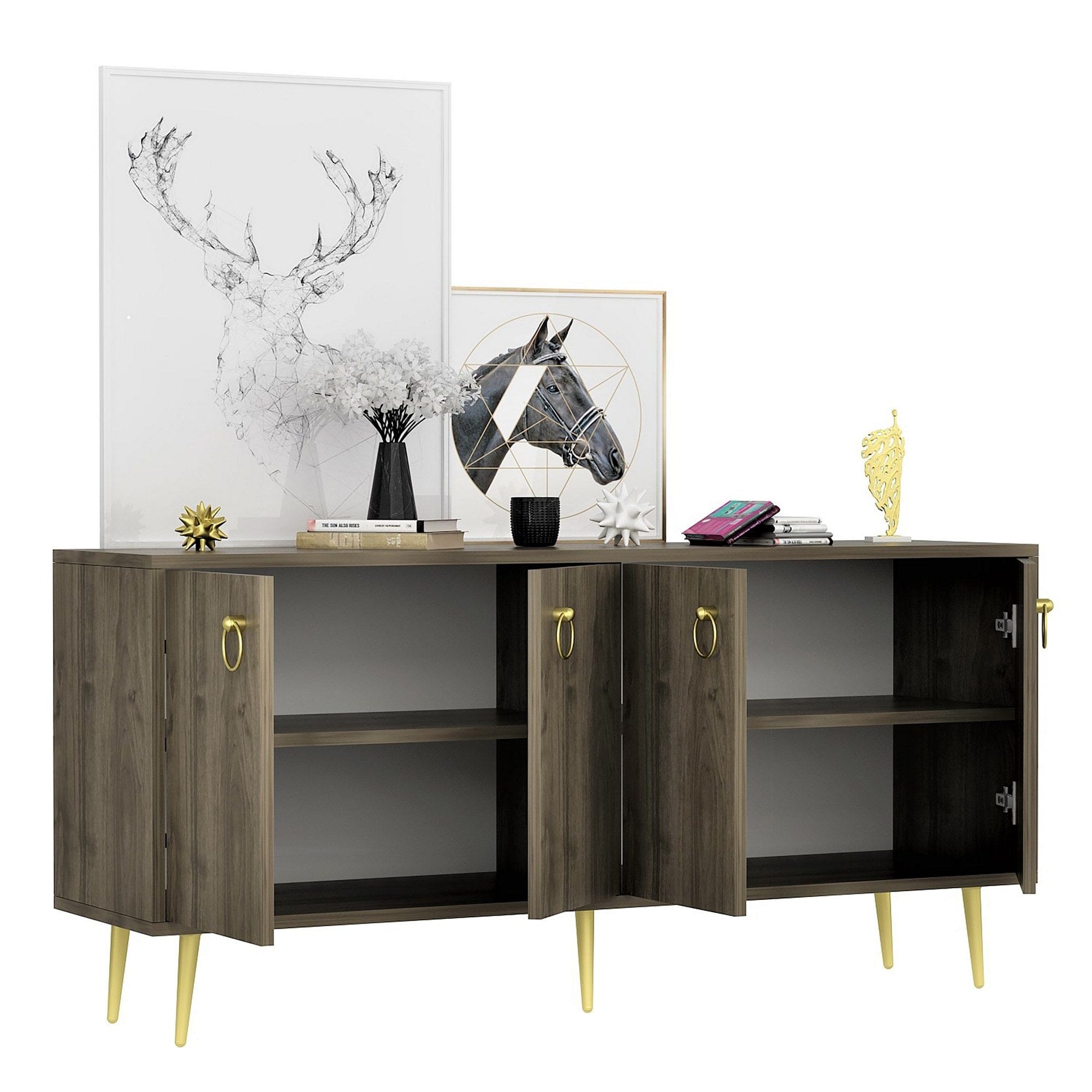 Asir Credenza con 4 ante Drop Noce