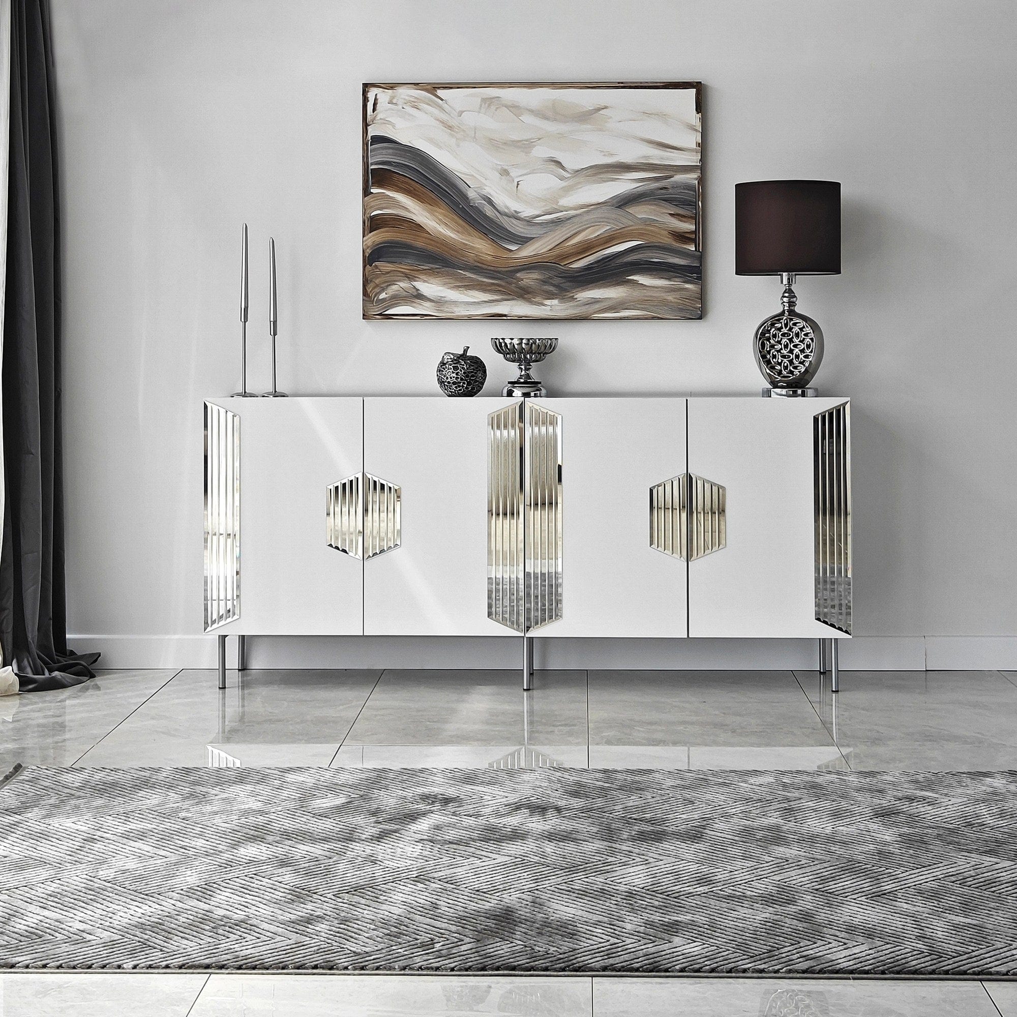 Asir Credenza con 4 ante Dubai Bianco