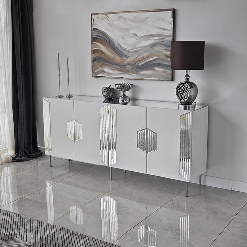 Asir Credenza con 4 ante Dubai Bianco