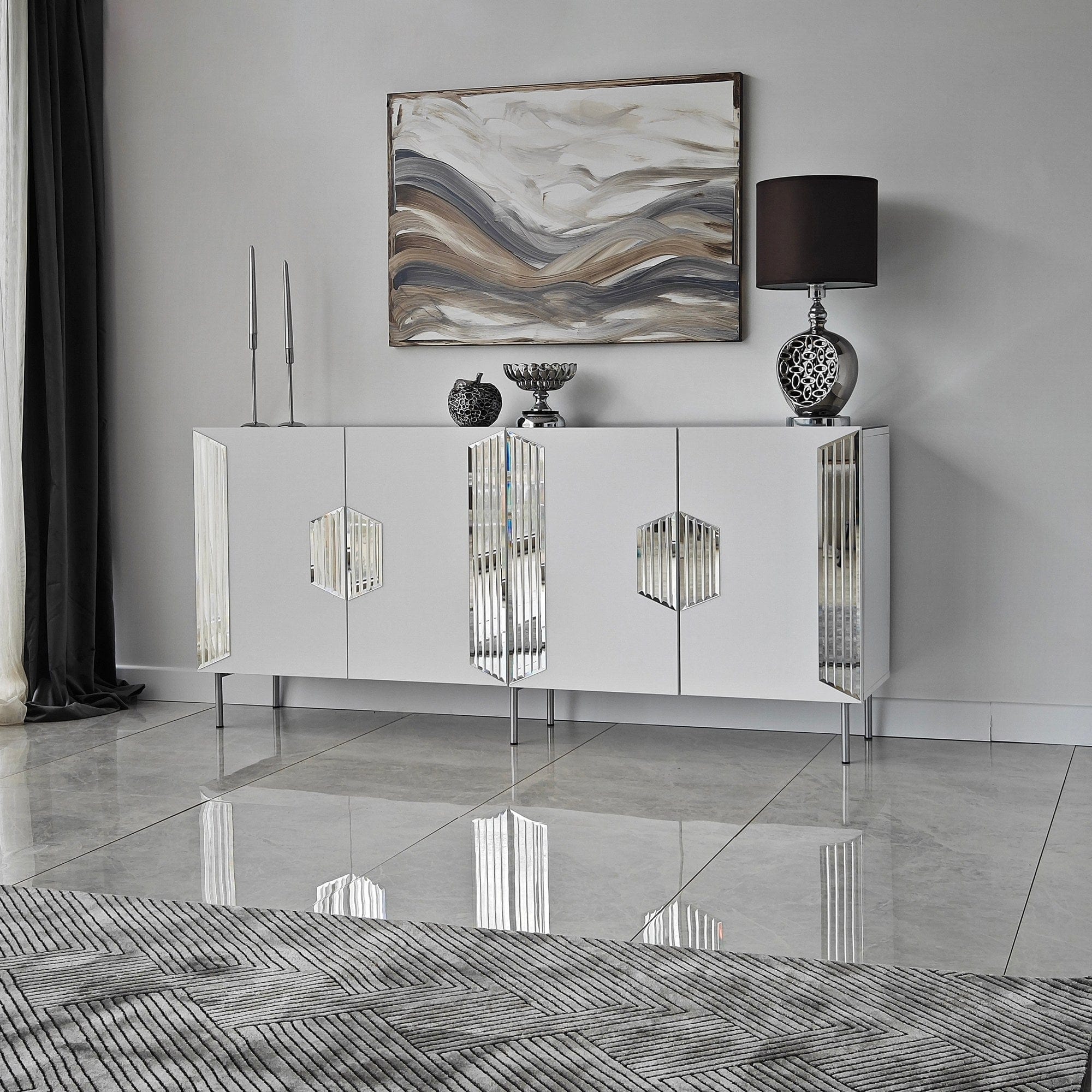 Asir Credenza con 4 ante Dubai Bianco