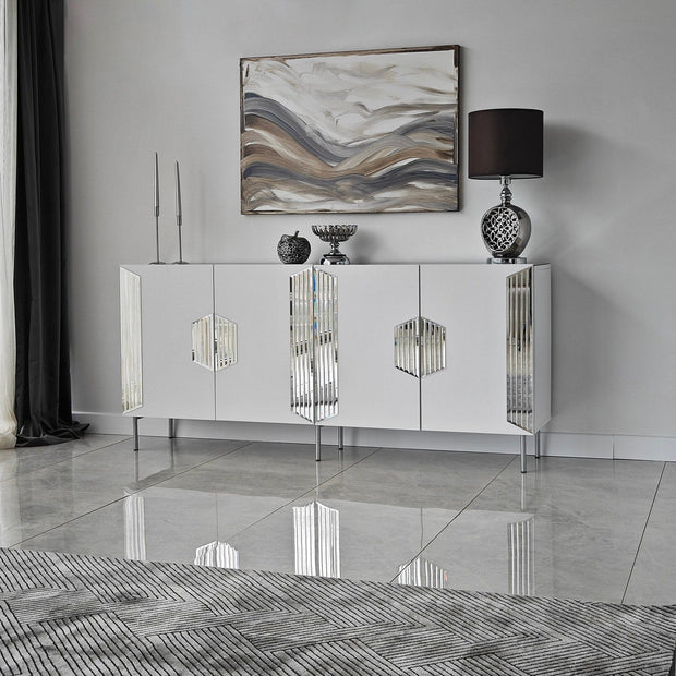 Asir Credenza con 4 ante Dubai Bianco