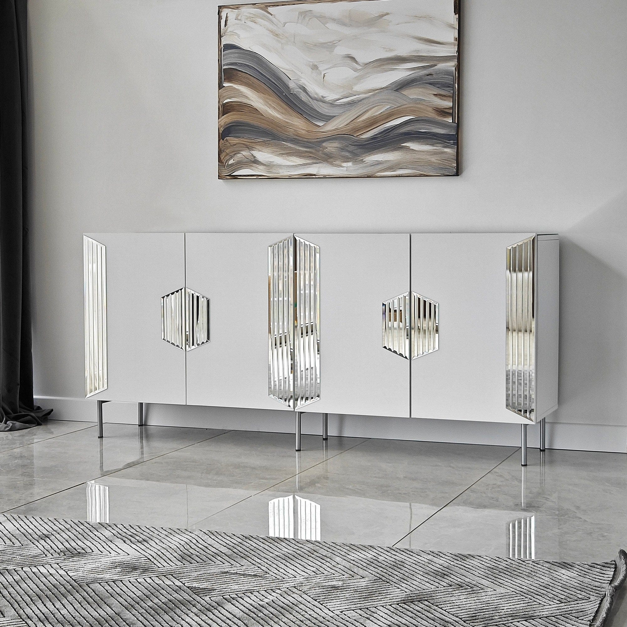 Asir Credenza con 4 ante Dubai Bianco