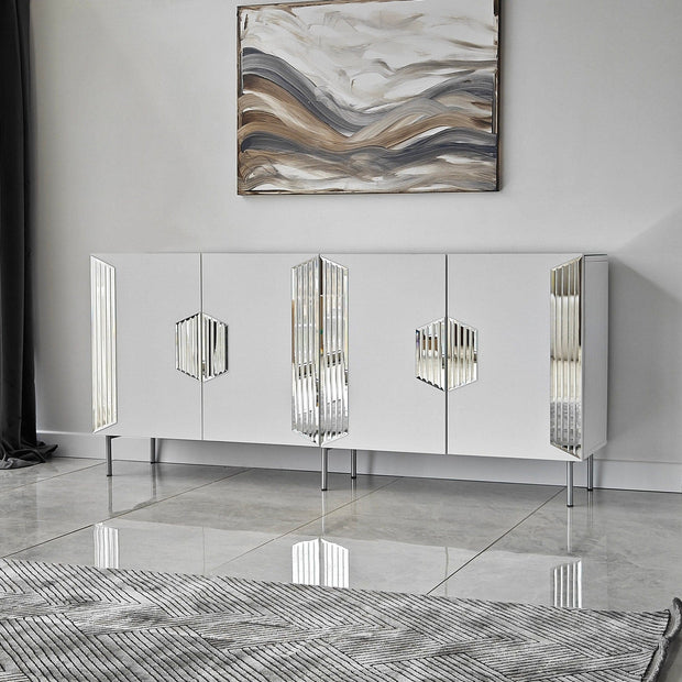 Asir Credenza con 4 ante Dubai Bianco
