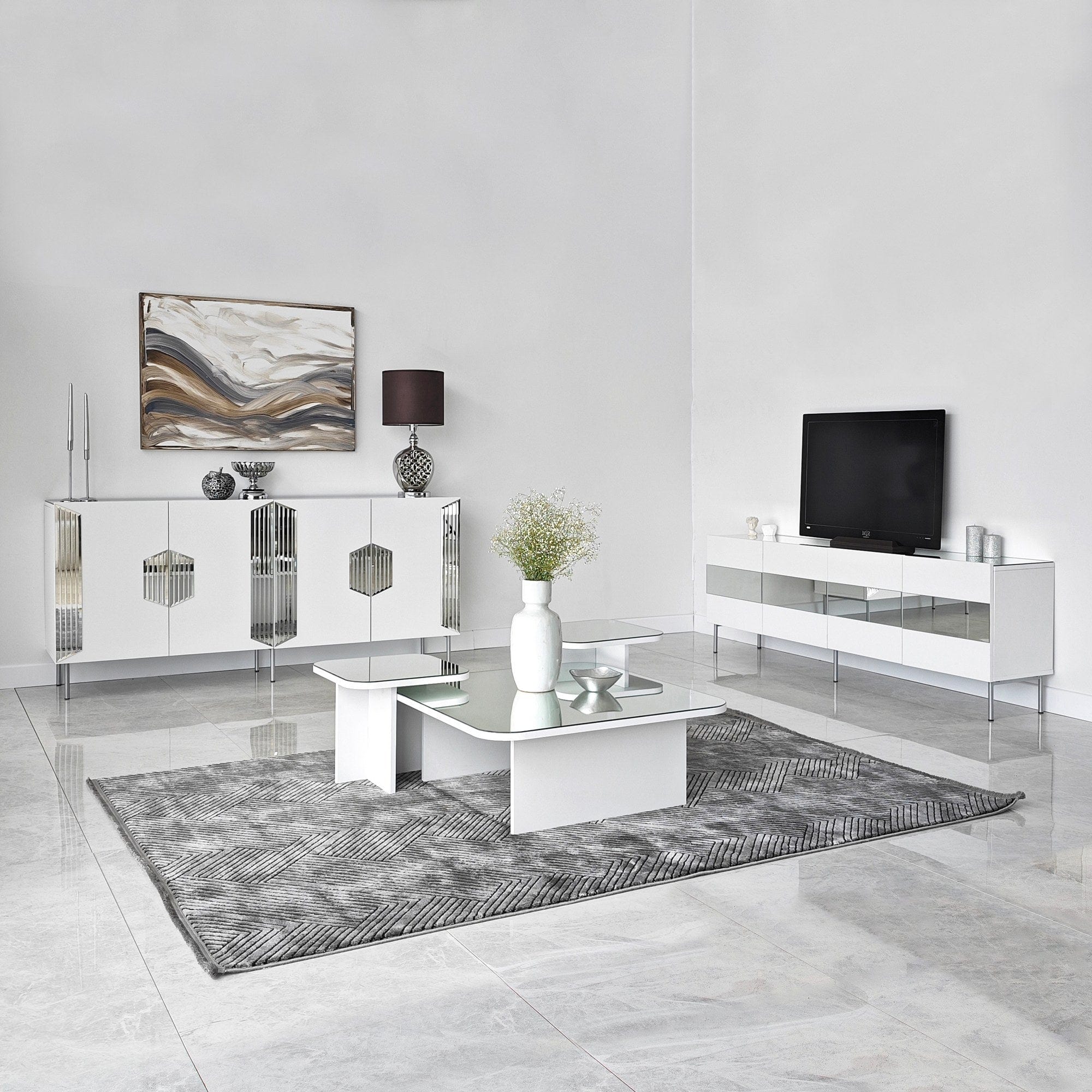 Asir Credenza con 4 ante Dubai Bianco