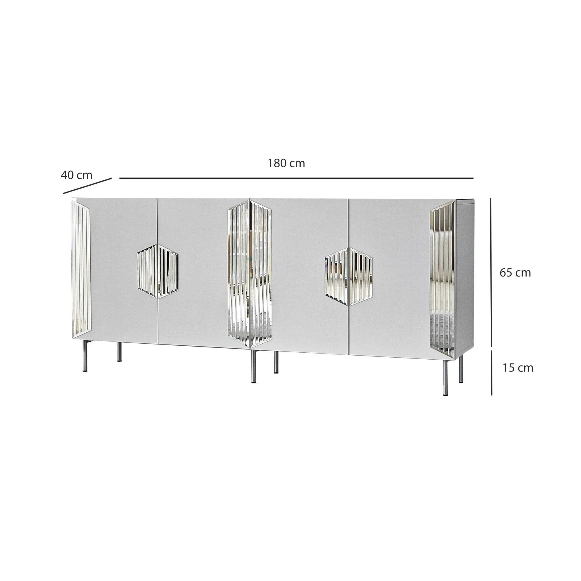 Asir Credenza con 4 ante Dubai Bianco