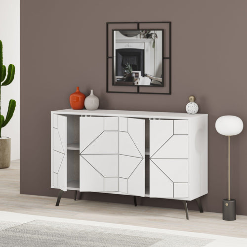 Asir Credenza con 4 ante Dune Bianco
