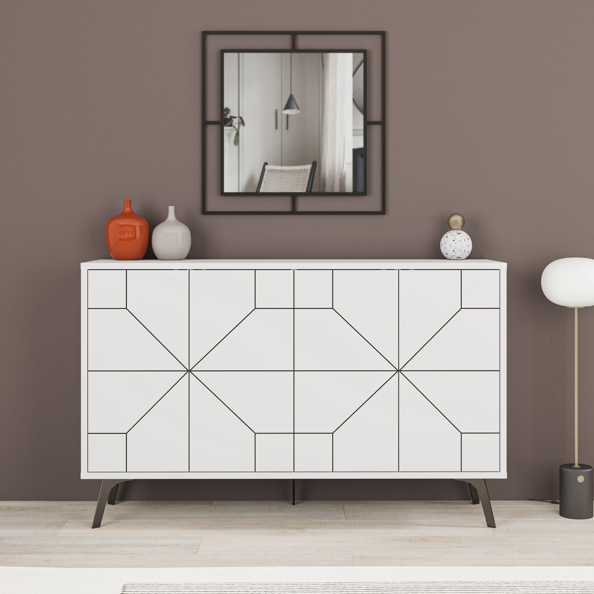Asir Credenza con 4 ante Dune Bianco