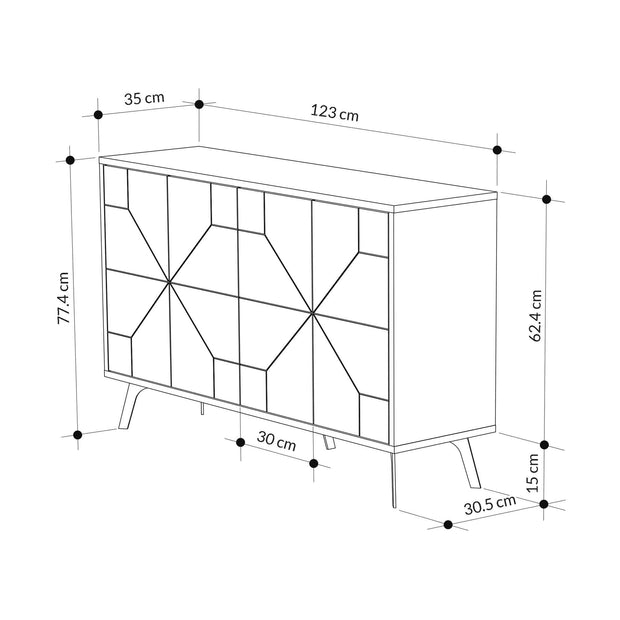 Asir Credenza con 4 ante Dune Bianco