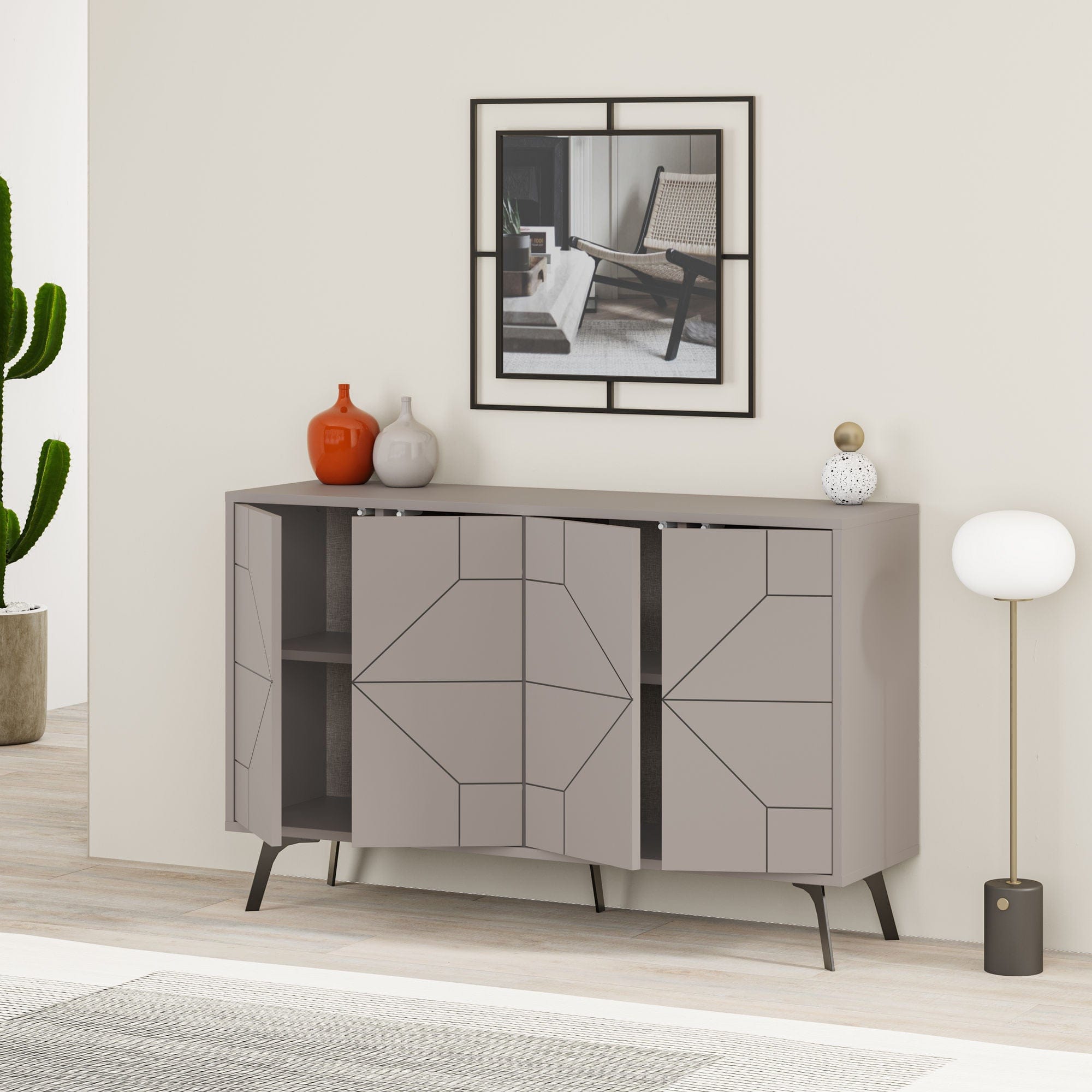 Asir Credenza con 4 ante Dune Cappuccino