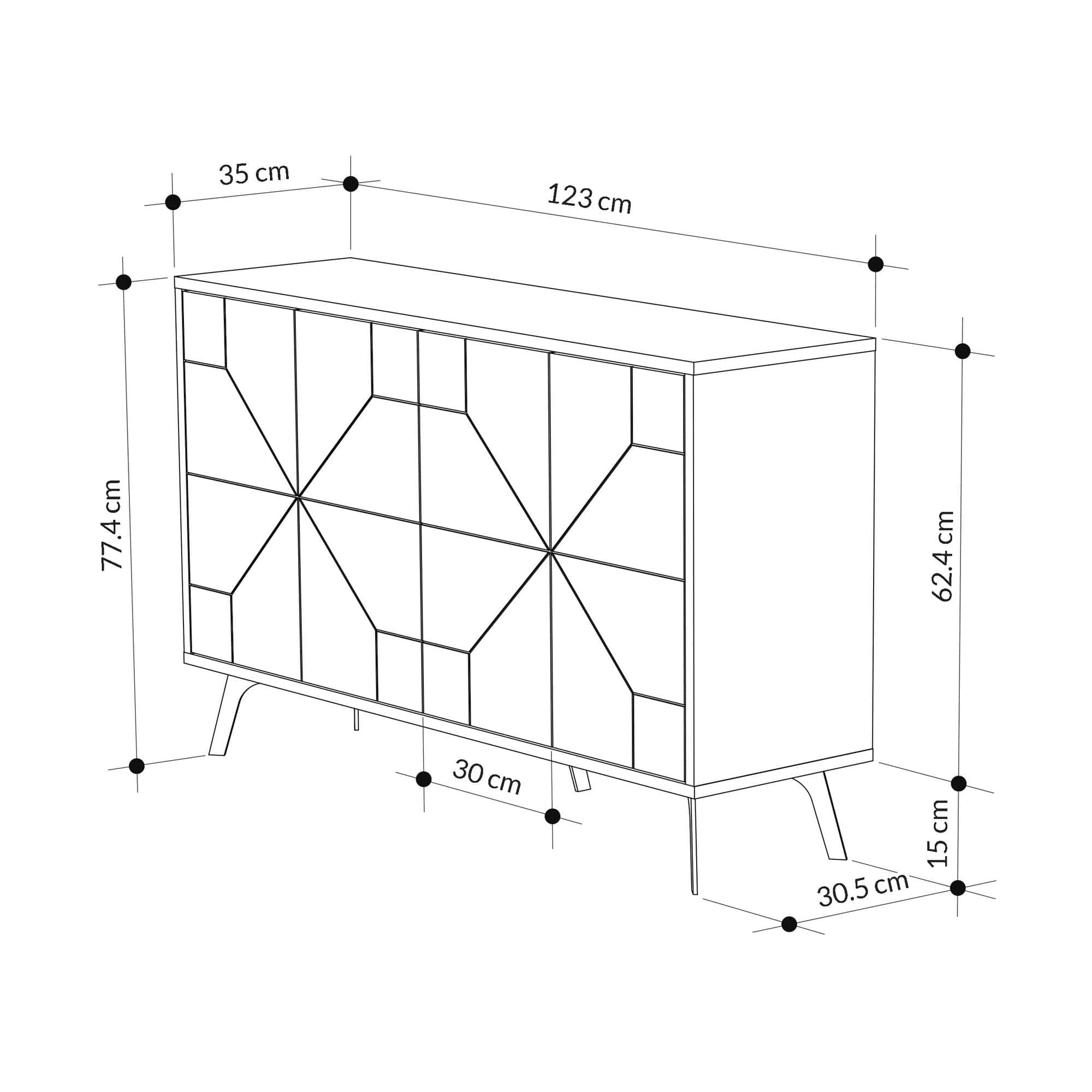 Asir Credenza con 4 ante Dune Cappuccino