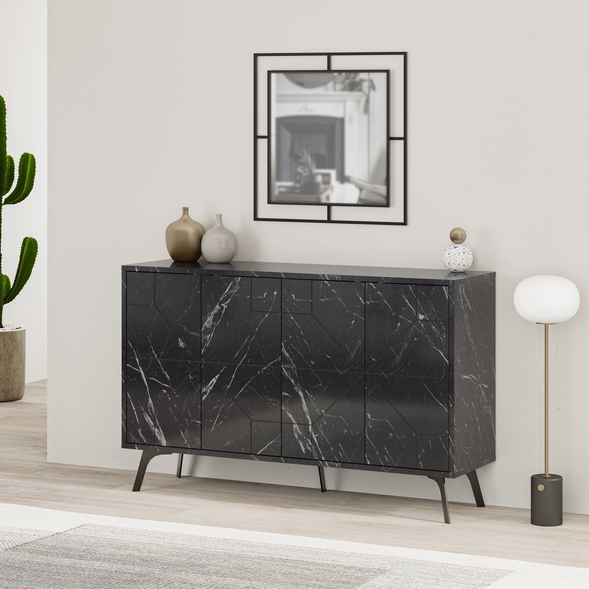Asir Credenza con 4 ante Dune Nero