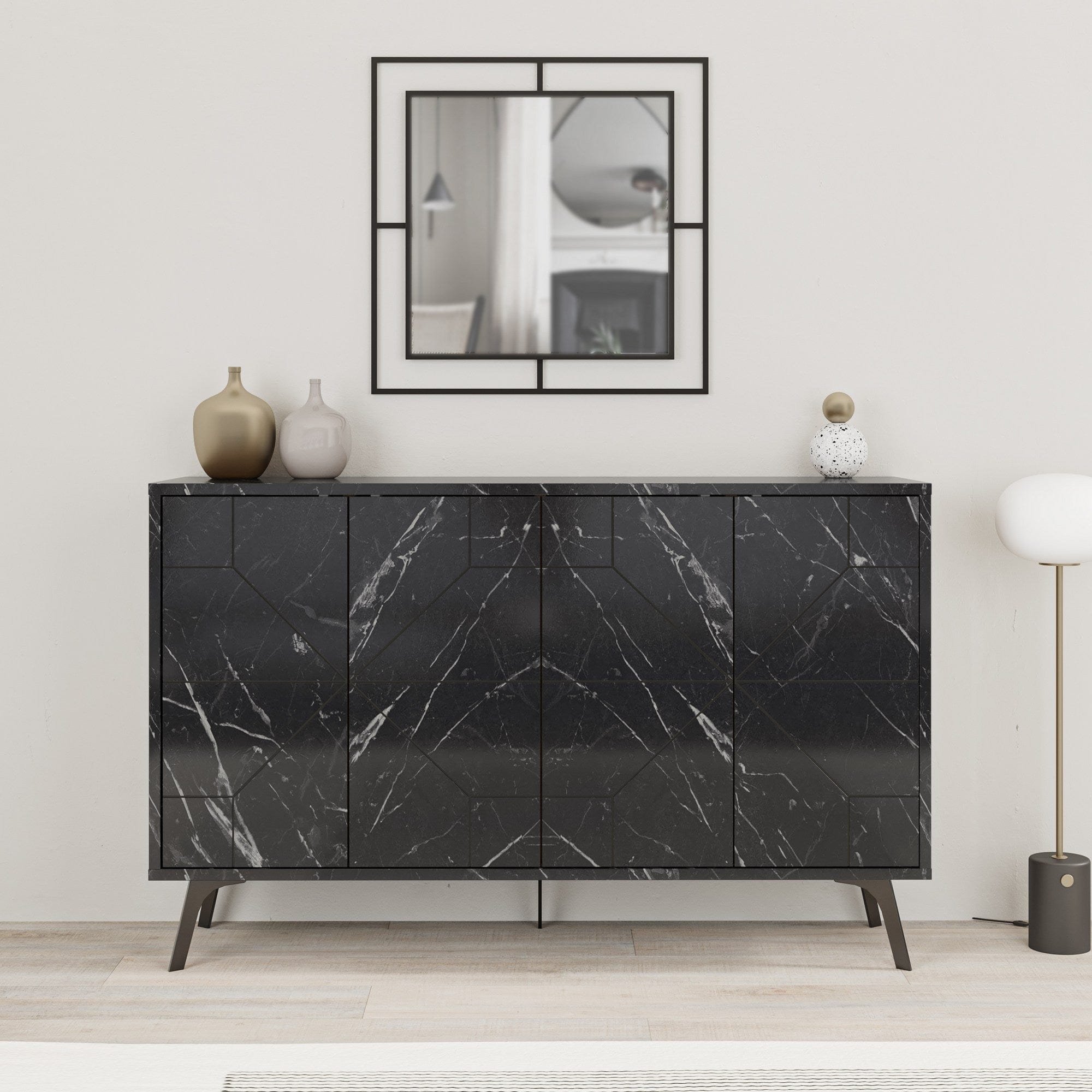 Asir Credenza con 4 ante Dune Nero
