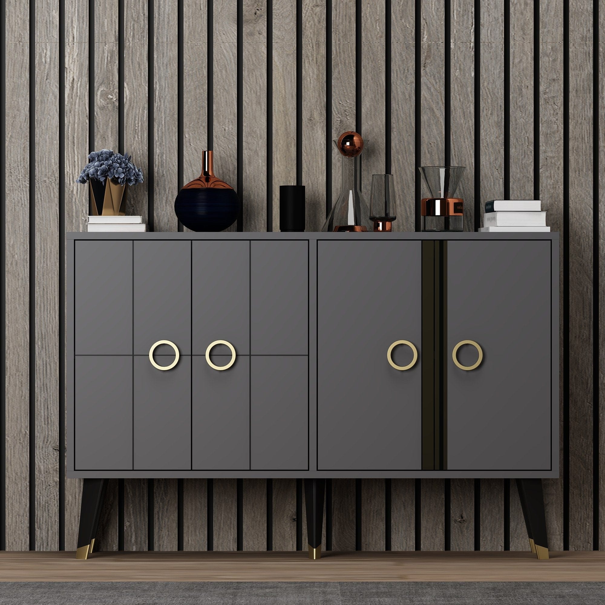 Asir Credenza con 4 ante Eagle Antracite