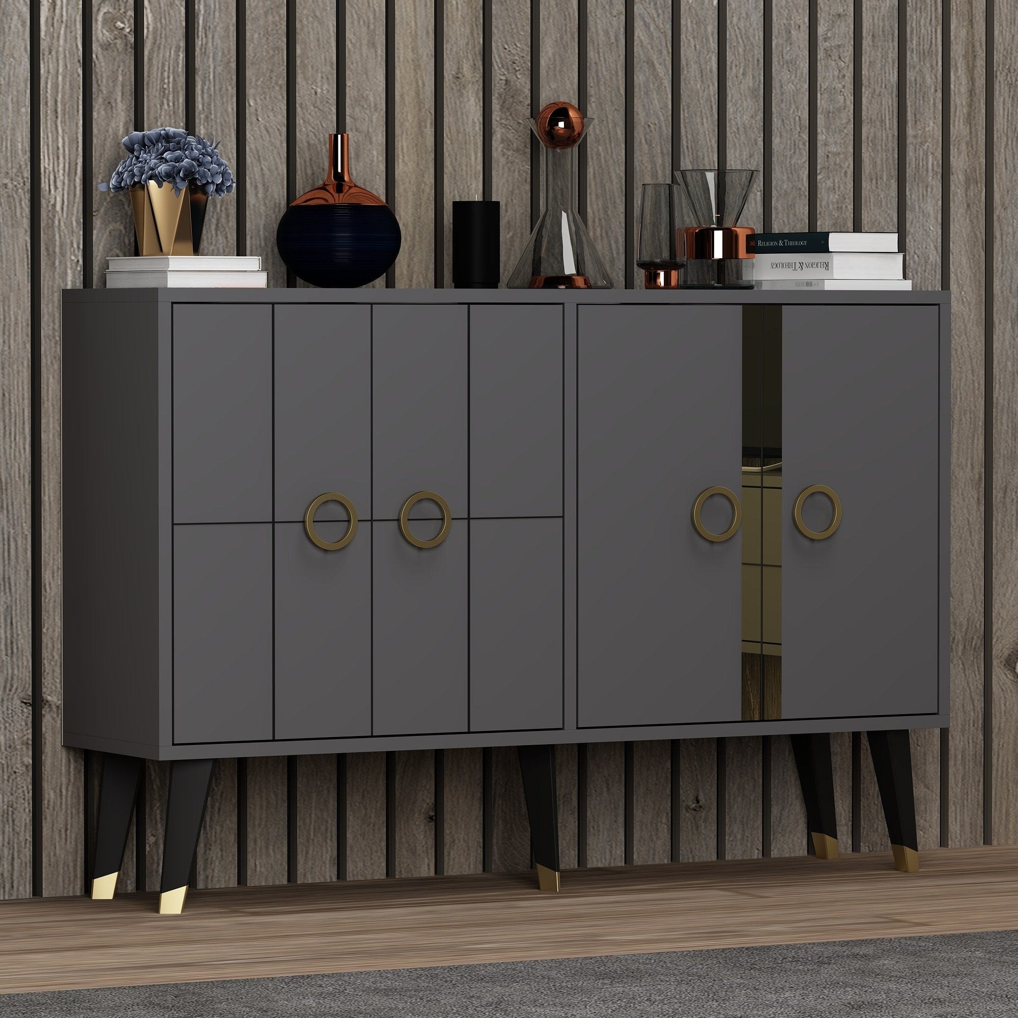 Asir Credenza con 4 ante Eagle Antracite