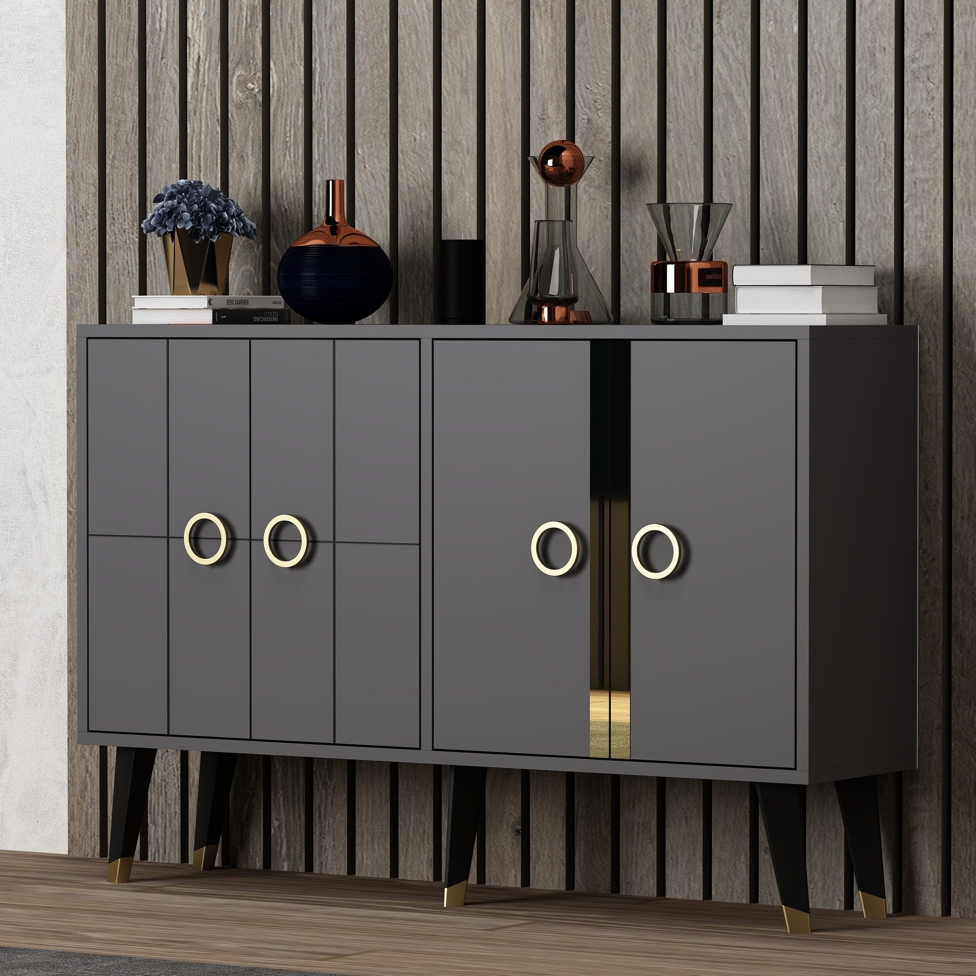 Asir Credenza con 4 ante Eagle Antracite