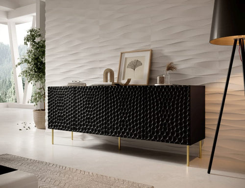Halmar Credenza con 4 ante Hole Nero