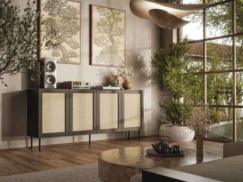 Halmar Credenza con 4 ante Juta Nero