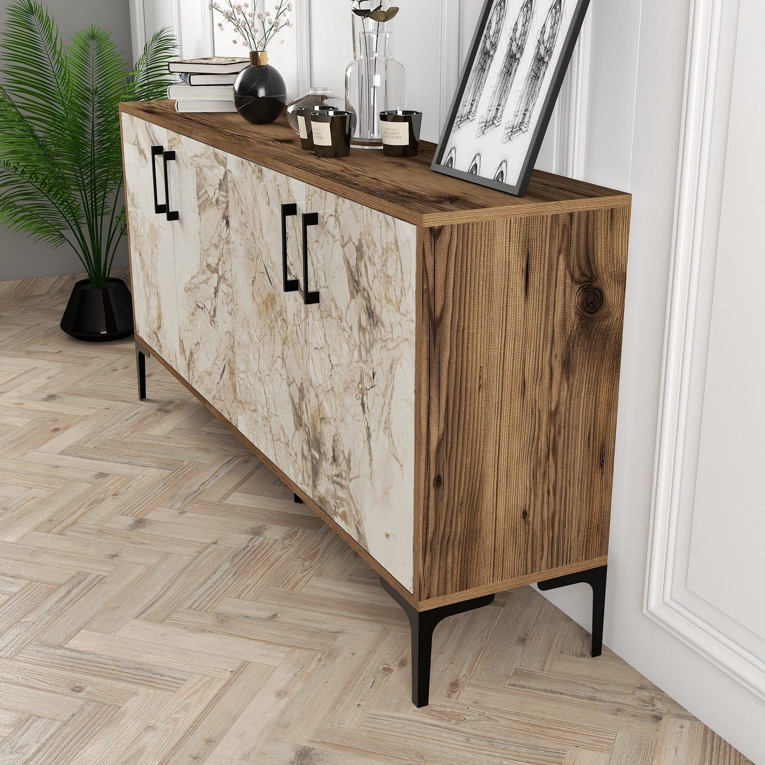 Asir Credenza con 4 ante Kiev 160 Marmo