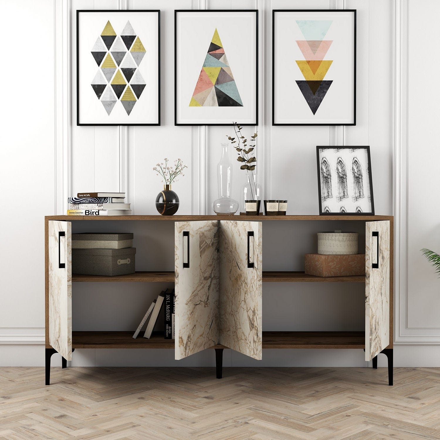 Asir Credenza con 4 ante Kiev 160 Marmo