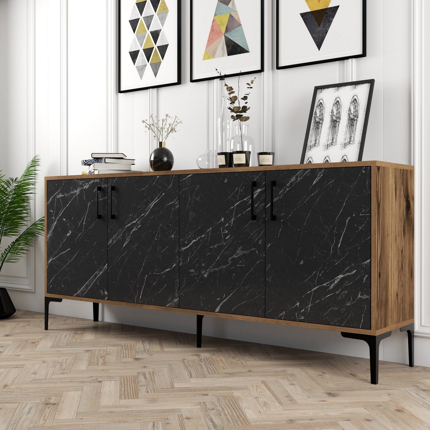 Asir Credenza con 4 ante Kiev Noce