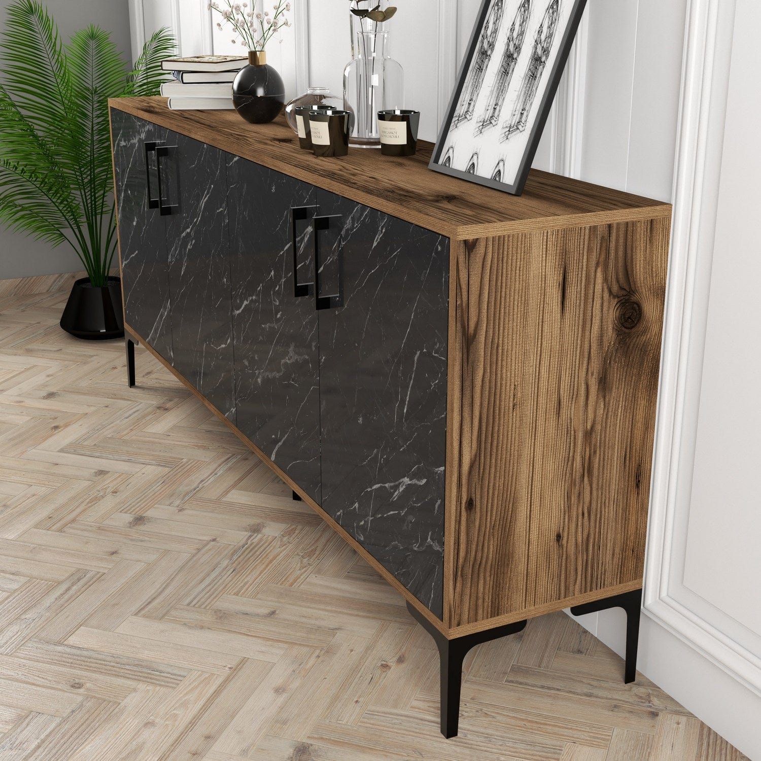 Asir Credenza con 4 ante Kiev Noce