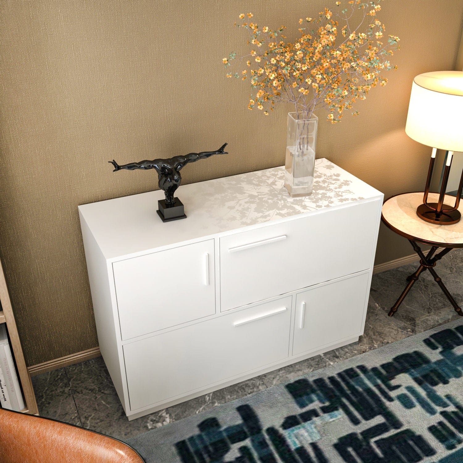 Asir Credenza con 4 ante Mares Bianco