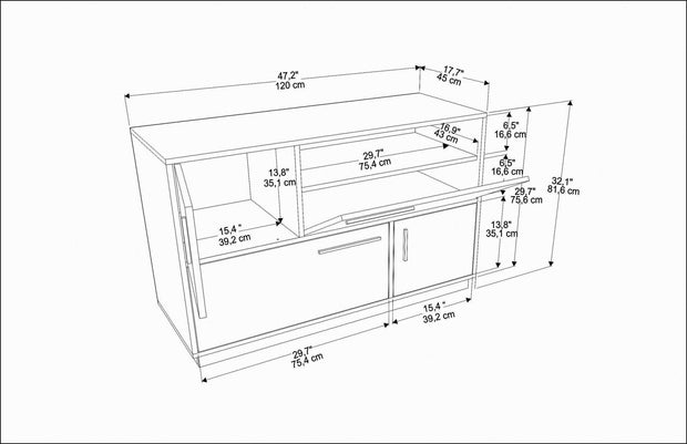 Asir Credenza con 4 ante Mares Bianco