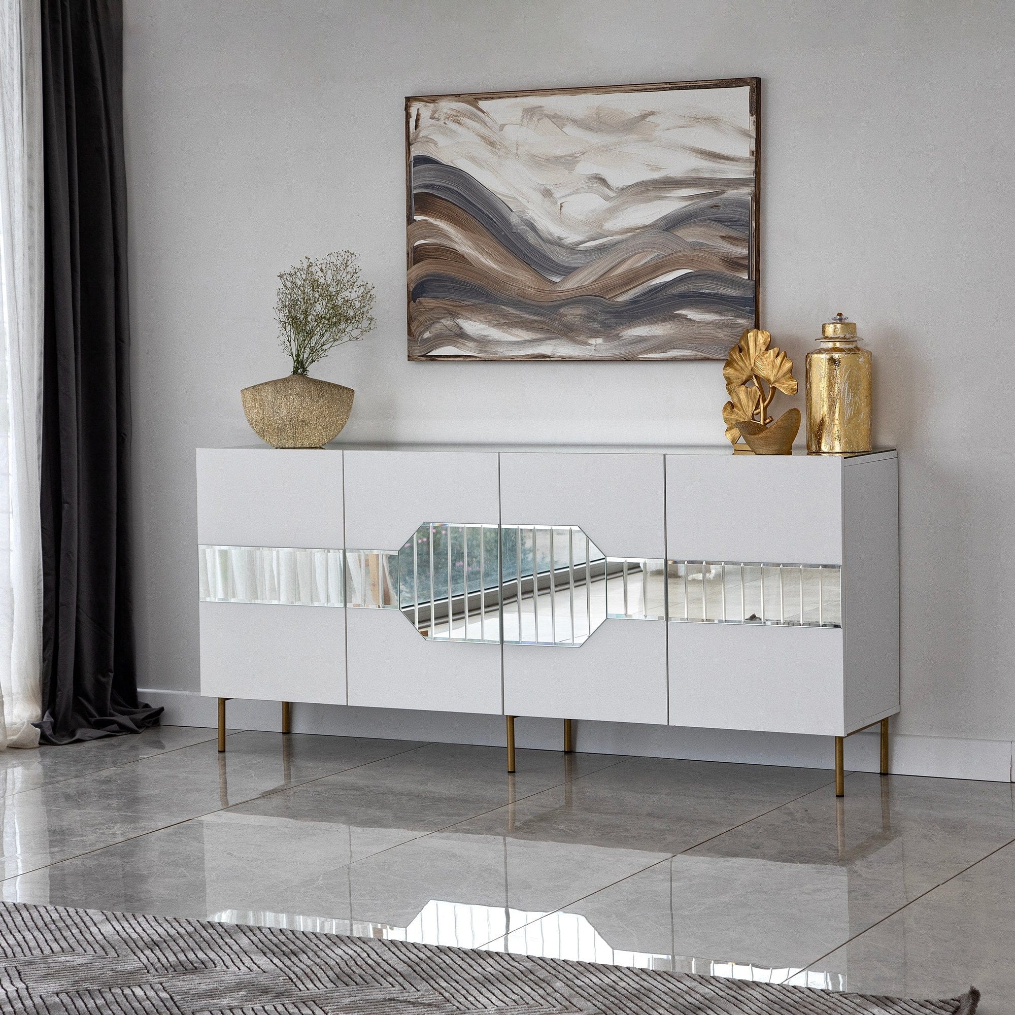 Asir Credenza con 4 ante Milan Bianco